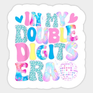 In My Double Digits Era Retro 10 Year Old 10th Birthday Girl T-Shirt Sticker